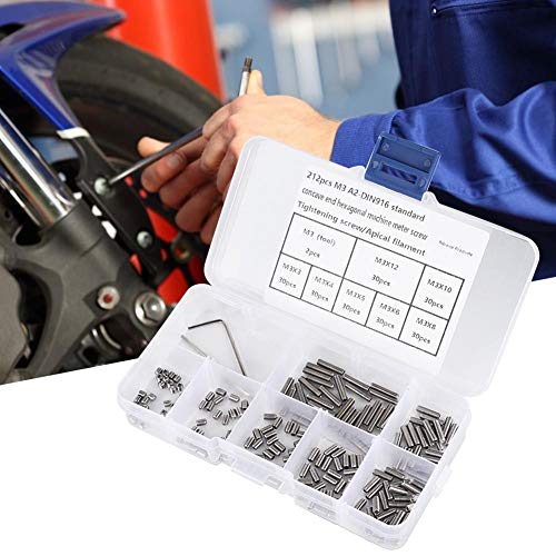 212-teilige Innensechskantschraube, 304 Edelstahl M3 x 3 mm M3 x 4 mm M3 x 5 mm M3 x 6 mm M3 x 8 mm M3 x 10 mm M3 x 12 mm Innensechskant-Madenschraube