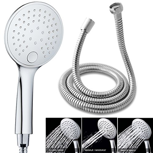 Ekoly handdouche met flexibele slang van roestvrij staal, 1,75 m, E3, design met 3 functies, waterbesparend