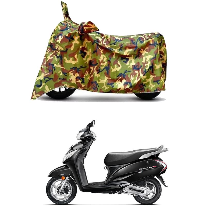 Image of Waterproof 100% PVC Coated Bike Scooty Two Wheeler Body Cover Compatible for Honda Activa 125 Old /UV-Rays /Heat Protection /Birds Dropping /Scratchproof /Dust Proof [6X6 Jungle Print]