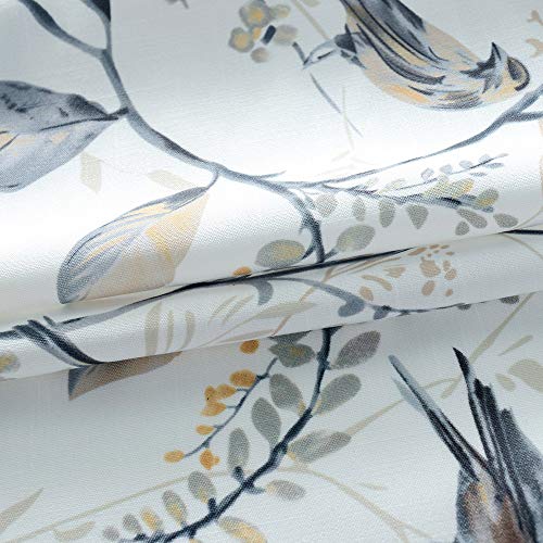 VOGOL Lovely Birds Vines Printed Window Curtains Valance, Pocket Valances for Windows for Kitchen Farmhouse, 52 x 18 Inch (Bird-Grey)