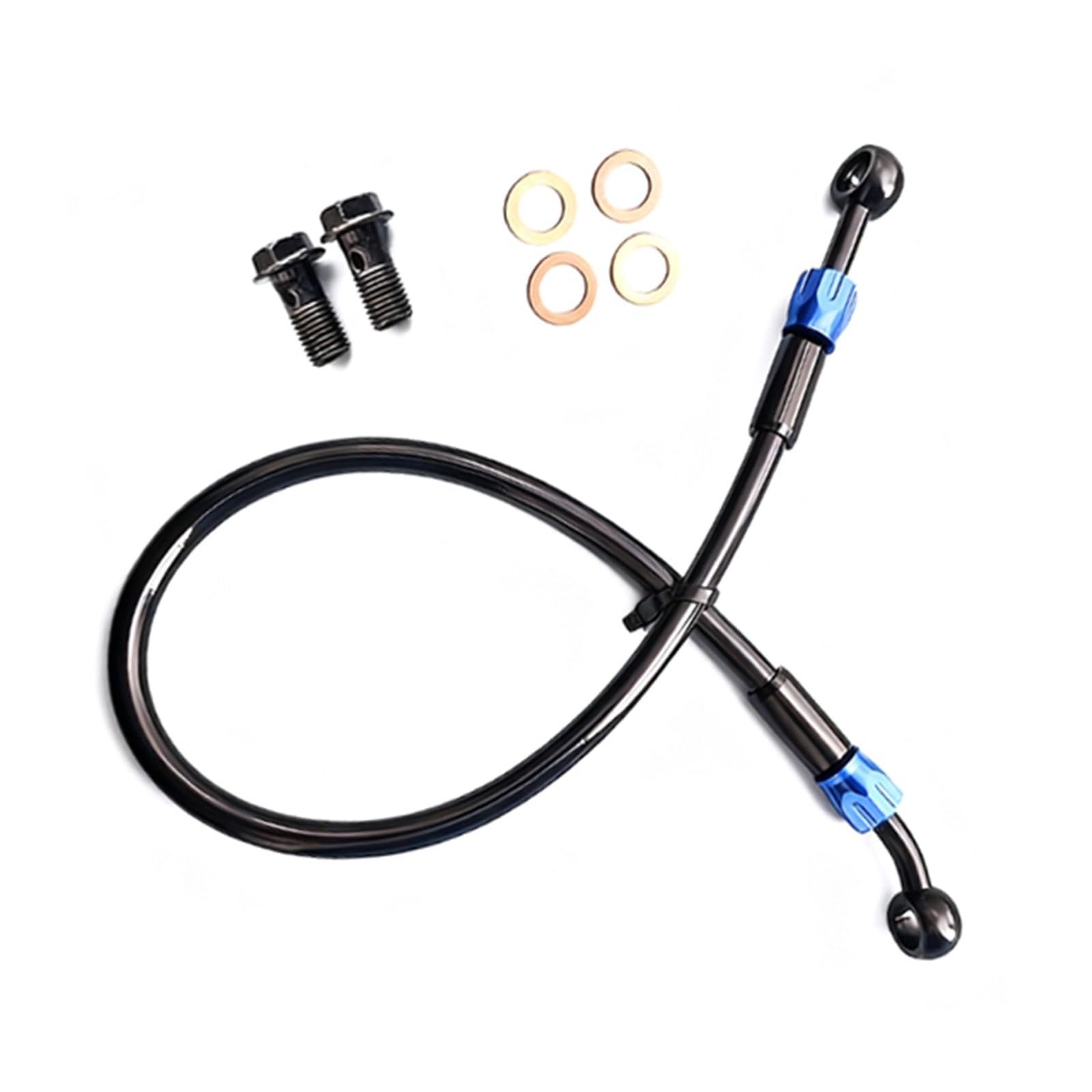 Hydraulic Brake Hose Motorcycle Dirt Bike ATV Moped Scooter 0°-28° Steel Hydraulic Brake Clutch Hose Tube Fittings Oil Pipe AN3 M10 Accessories(4200mm)