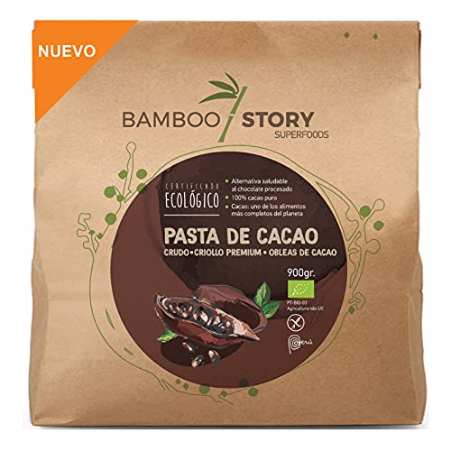CRUDO | BAMBOO STORY | Pasta Cacao | Obleas | Criollo | 100% Peru | Ecológico | 900g | Puro | Masa
