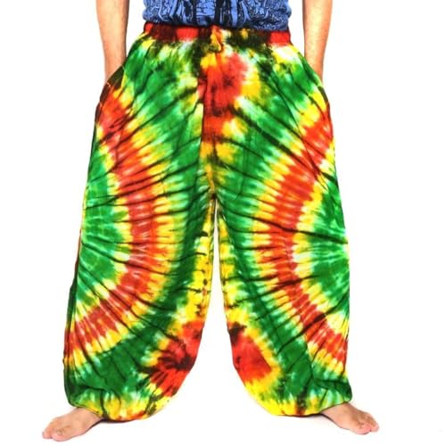 Jing Shop Men's Women's Tie Dye Harem Balloon Pants – Wide Leg, Loose Fit, Elasticated Waistband, Lounge Wear
