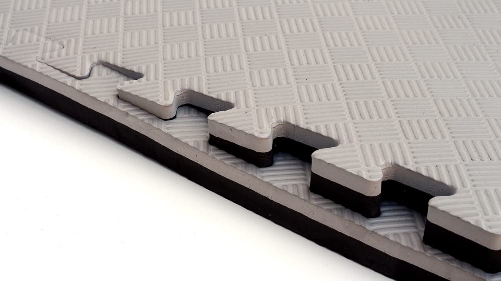 MUGAR- Suelo Tatami Puzzle para centros deportivos y de rehabilitación. 1x1 metros. Gris y Negro