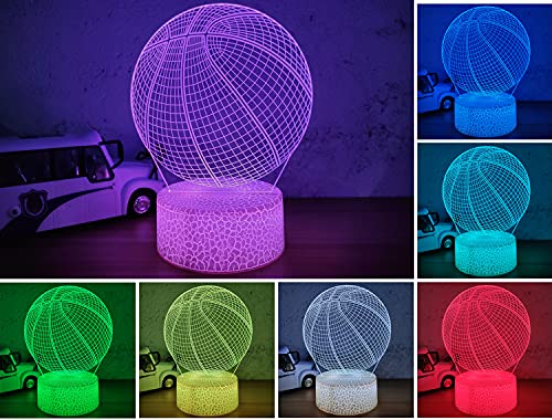 Image of i-CHONY Basketball Night Light, 3D Illusion Lamp 16 Colors Dimmable Touch Table Lamp, Bedside Lamp, Basket Ball Gifts, Holiday, Nursery, Home Decor, Xmas
