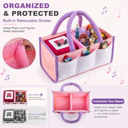 Image of SFYBYHEART Kids Carrying Tote Compatible with Toniebox 1 & 2, Padded Storage Organizer for Audio Player Figures, Starter Set, Headphones & Accessories, Lightweight Travel Bag