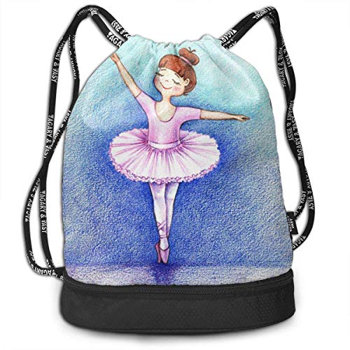 PmseK Mochila con Cordón,Bolsas de Gimnasia, Bolsa de Deporte Peque?a Bailarina De Ballet En Cordón Bolsa de Gimnasia para Adolescentes