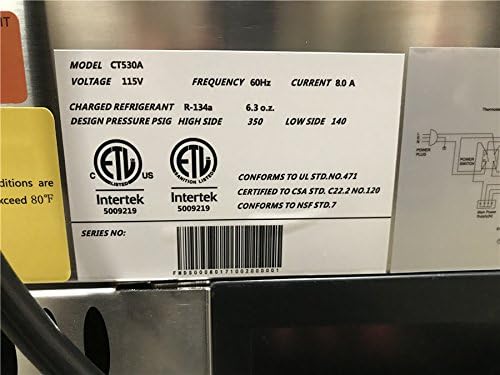 Close-up of the specification label on Cooler Depot CT530A-1
