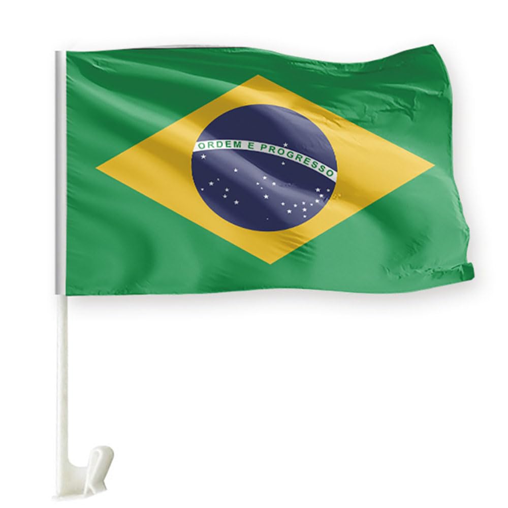 Drapeau Voiture Brésil pour Fenêtre : Fixation Jour de Match