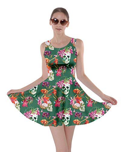 cowcow skater dress CowCow Dark Green Skull and Flowers Skater Dress, Dark Green - L | Amazon  price tracker / tracking, Amazon price history charts, Amazon price  watches, Amazon price drop alerts