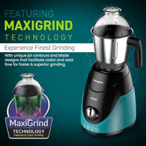 Image of Crompton Ameo 750W 5 Jar Mixer Grinder | Easy to Clean Special Grind and Store Jars | Powertron Motor | Brand Warranty: 2 Years on Motor & 1 Year on Product