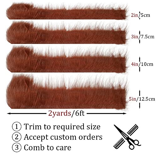 Kunstpelz Stoff zum Basteln Braun, Zotteliger Bastel Plüsch 5 x 170 cm für selbstgemachten Weihnachts-/Zwerg Bart, Fursuit, handgefertigtes Weihnachts-Halloween-Cosplay-Kostüm