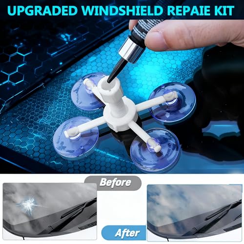 Image of Windshield Repair Kit - Nano Glass Repair Fluid for Chips & Cracks | Quick Fix, Works on for Chips and Cracks，Cracks Gone Glass Repair Kit, Automotive Windscreen Repair Tool Nano Repair Liquid (Blue)