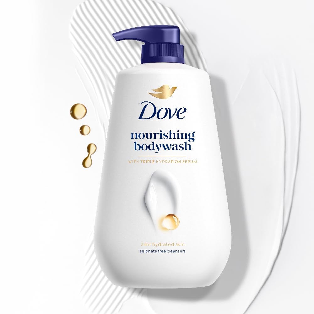 Dove Deeply Nourishing Body Wash, With Exfoliating Beads For Softer, Smoother Skin, 800 ml (Packaging May Vary)