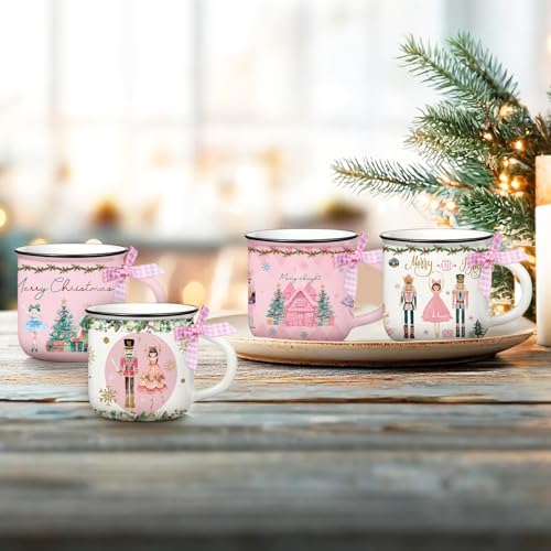 Juego de 6 Mini Mugs de Café Navideños Rosados miniatura 6