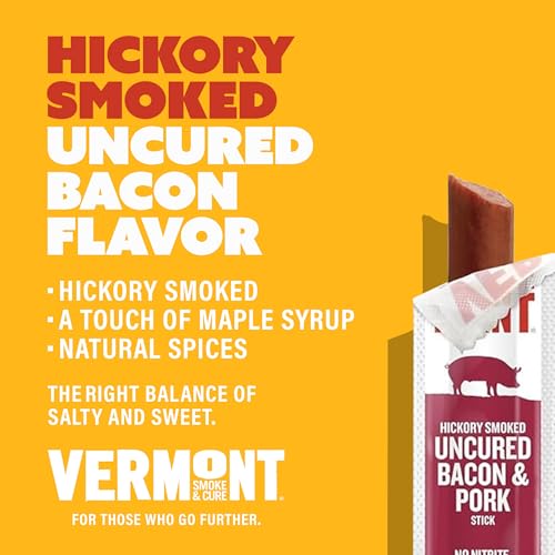 Vermont Smoke & Cure - Hickory Smoked Uncured Bacon Pork Sticks - Meat Protein Snack - Portable Healthier Meat Snack for Adults & Kids - 1oz Protein Snack - 24 Count - image 3
