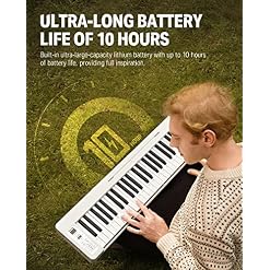 Donner DP-06 Piano à Clavier Pliable Pour Débutants, Clavier de Piano Portable 61 Touches, Clavier de Piano Électrique Numérique avec Bluetooth, Blanc - Les Beatles, Paul McCartney, John Lennon, RIngo Starr, George Harrison Donner DP-06 Piano à Clavier Pliable Pour Débutants, Clavier de Piano Portable 61 Touches, Clavier de Piano Électrique Numérique avec Bluetooth, Blanc – Image 6
