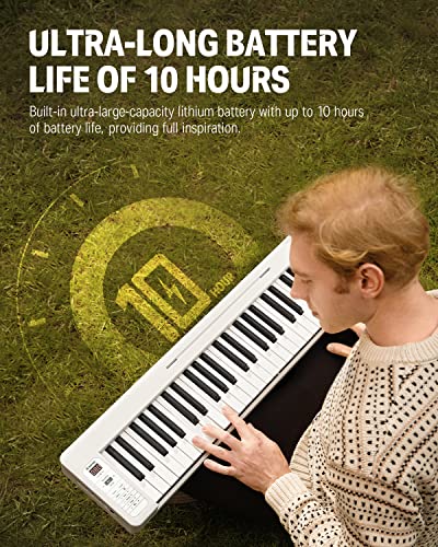 Donner DP-06 Piano à Clavier Pliable Pour Débutants, Clavier de Piano Portable 61 Touches, Clavier de Piano Électrique Numérique avec Bluetooth, Blanc - Les Beatles, Paul McCartney, John Lennon, RIngo Starr, George Harrison Donner DP-06 Piano à Clavier Pliable Pour Débutants, Clavier de Piano Portable 61 Touches, Clavier de Piano Électrique Numérique avec Bluetooth, Blanc – Image 7