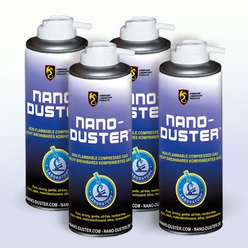 4er Pack. Druckluft Druckgas Aerosol Spray Entstauber 300ml in Laborqualität - Reinigung für Labor, Oberflächen, Mikroskop, Objektträger, Optik, Kamera, Linsen, Computer, Monitor, Tastatur, Laptop, Notebook, Beamer, Bürogeräte, FAX, Kopierer, Telefon, Han