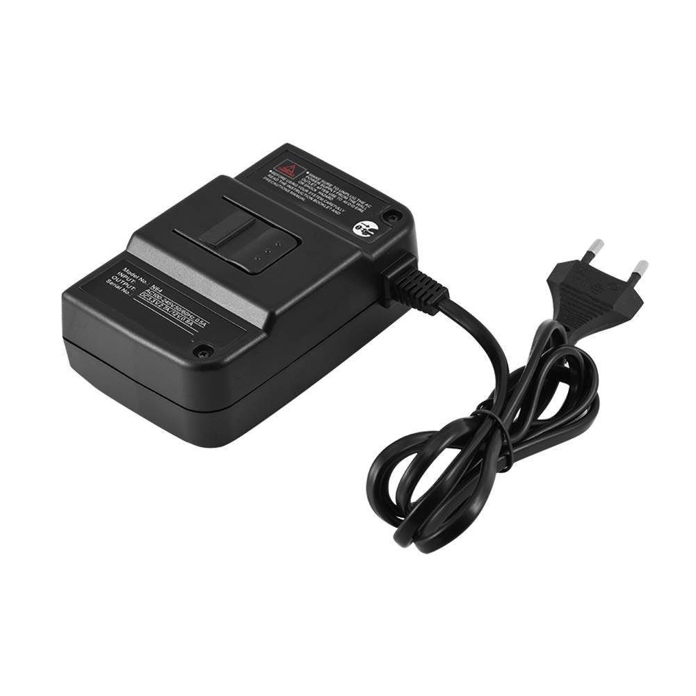 Adaptador de Corriente para Nintendo 64, 30000 Horas Adaptador de Ca Completamente Cerrado para Nintendo 64 Adaptador de Ca Protección de((Estándar Europeo 100-240V))
