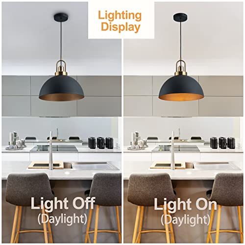 YHANFENGCY Vintage Chandelier 13.58 "Vintage Dome Black and Gold line Length 78.74" for Kitchen Island, Dining Room, Bedroom - Image 4