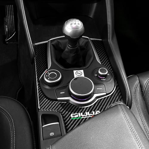 Image of Car Gear Shift Cover Sticker Carbon Fiber Decal Trim Center Console Panel Trim Wrap fits for Alfa Romeo Giulia 2016 2017 2018 2019 Accessories - Stelvio NOT FIT