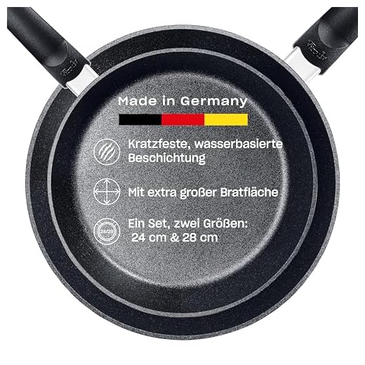Fissler Voordeelset Adamant Comfort / 2 stuks (24 cm + 28 cm) gecoate aluminium pannen, anti-aanbakpan, krasbestendig, geschikt voor inductie