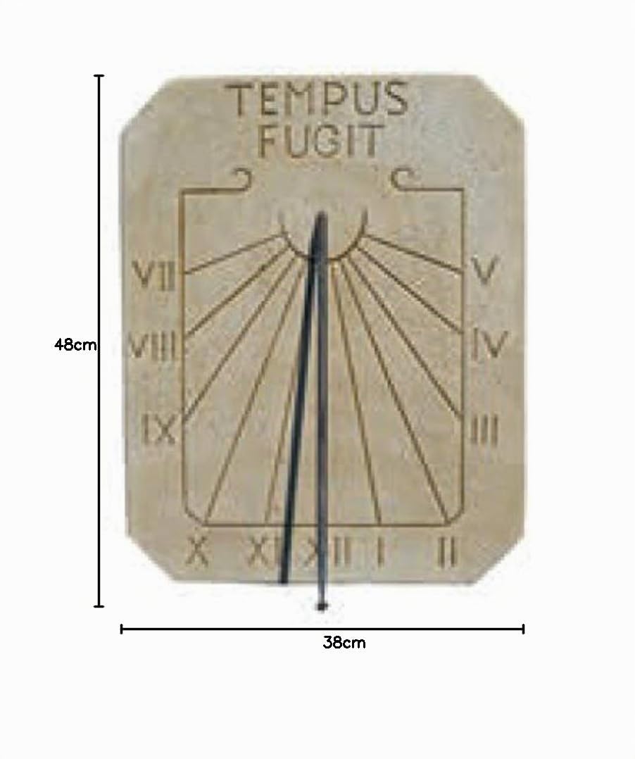 Cadran Solaire en Pierre Murale extérieure Tempus FUGIT 3 x 38 x 48 cm