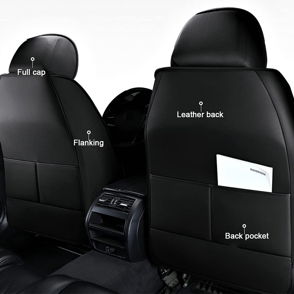 Fundas de Asientos para Hyundai i20 5Asientos Juegos de Cubreasientos de Coche de Piel Sintética Impermeables para Todas Las Estaciones(Lujo Negro-Blanco)