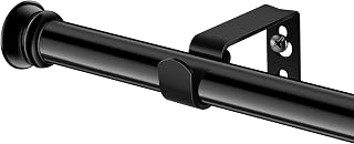 Alskarhem Adjustable Small Curtain Rod 30-45 Inch Black 5/8" Stainless Steel with Brackets - Easy Install for Bedroom Kitchen Windows