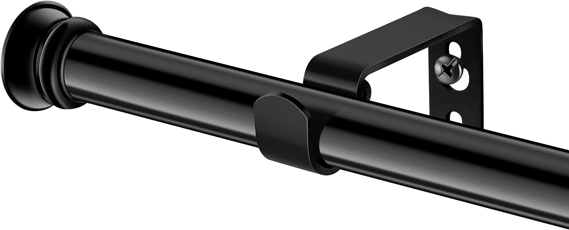 Standard Decorative Window Curtain Rods 30 to 116 Inch,5/8 Inch Diameter Small Curtain Rod Set, Heavy Duty Drapery Rods with Brackets-Black