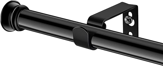 Standard Decorative Window Curtain Rods 30 to 45 Inch,5/8 Inch Diameter Small Curtain Rod Set, Heavy Duty Drapery Rods with Brackets-Black