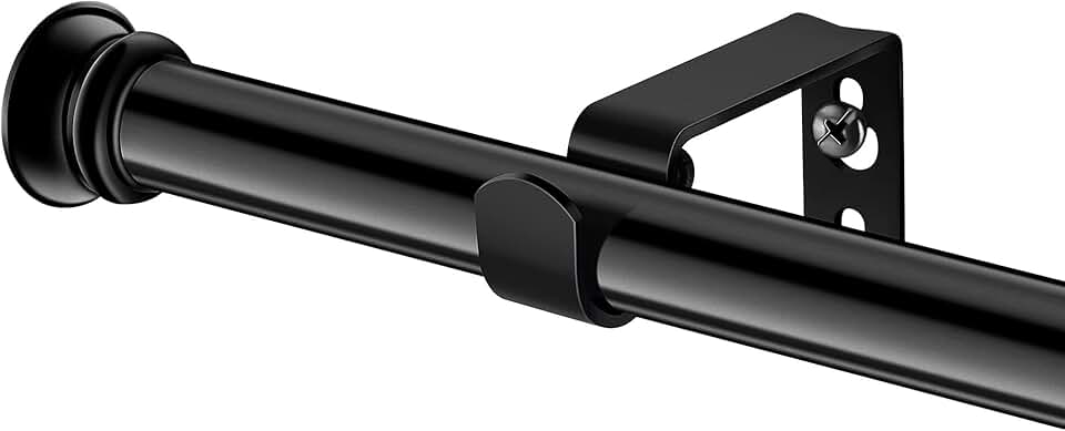 Small Curtain Rods for Windows 30" to 45" 5/8 Inch Standard Decorative Black Curtain Rod with Brackets Easy to Install for Bedroom Living room Kitchen (30",45")