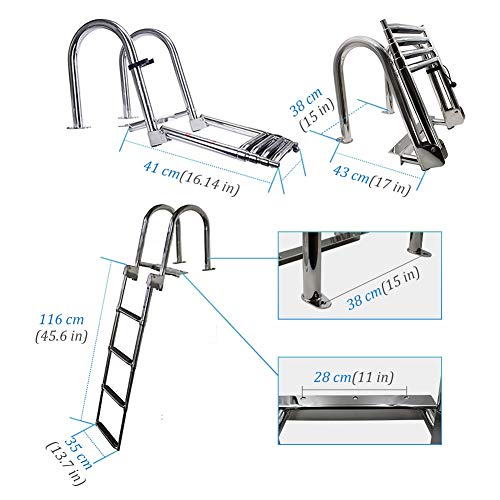 Sawesto Badeleiter Edelstahl - Teleskop Bootsleiter 3-4 Stufen Für Pool & Steg