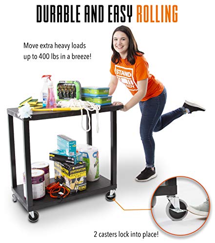Original Tubstr - Flat Top Utility Cart - Heavy Duty, Supports up to 200 lbs - Flat Shelf Multipurpose Cart Perfect for Home, Garage, Catering, Warehouse and More (2 Shelf / 35x18) - Thumbnail 4