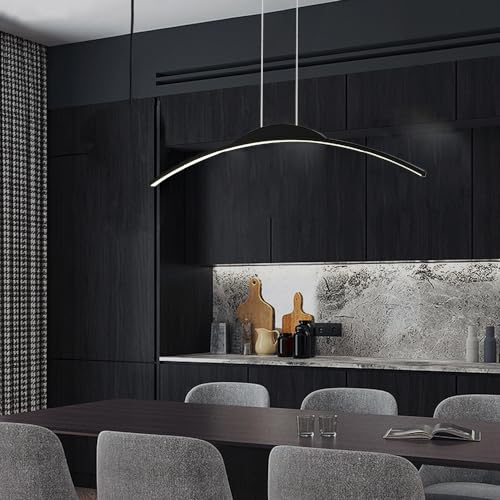 Lampe suspendue linéaire moderne LED à intensité variable chic pour îlot de cuisine