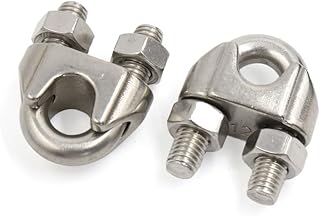 Aexit 2pcs Silver Chain & Rope Fittings Tone M12 304 Stainless Steel Saddle Clamp Cable Clip for Wire Rope Clips Wire Rope