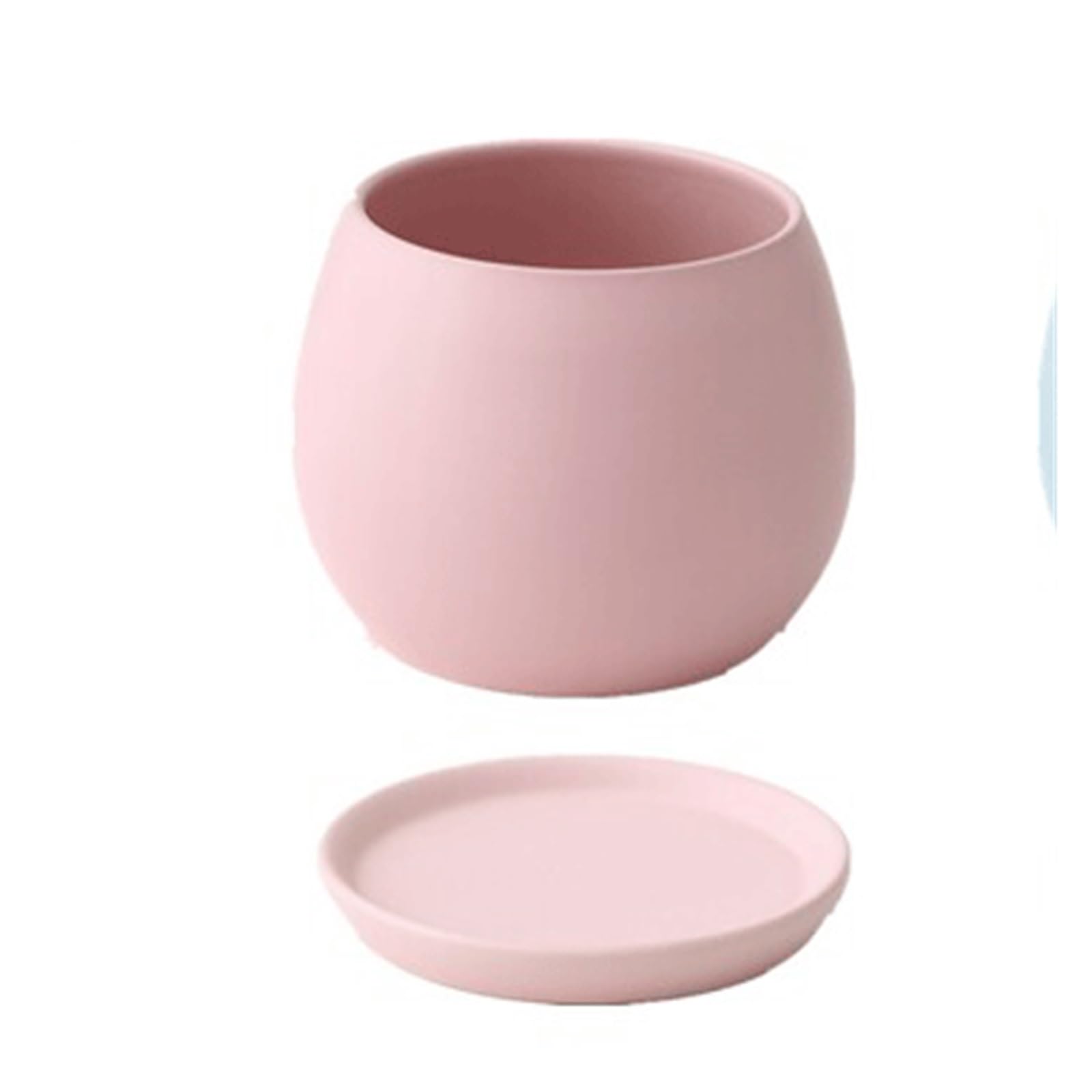 Cenz-888 flowerpot Ceramic Flower Pot With Saucer, Colors, Minimalist Round Design, Matte Finish Pots for Plants(Pink,Small)