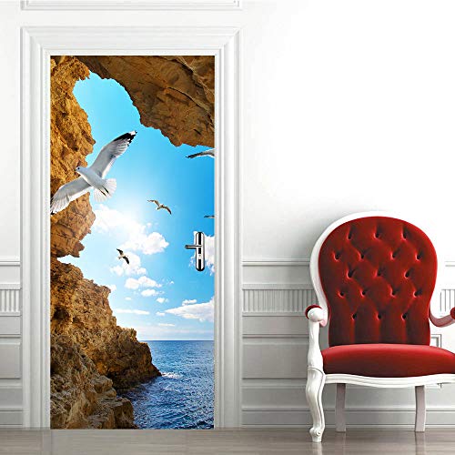 Trompe l'oeil sticker porte mer pour agrandir une petite pièce