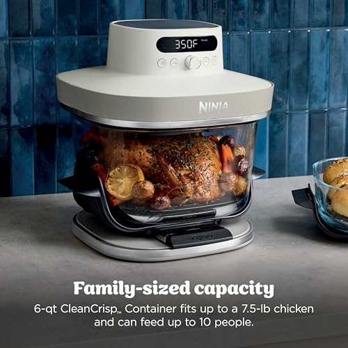 Image of Ninja Crispi Pro 6-in-1 Glass Air Fryer | 450F, Nontoxic, 6qt & 2.5qt Containers & Lids | Microwave, Freezer, Dishwasher Safe | Max Crisp, Air Fry, Bake, Roast, Recrisp, Dehydrate | Bone | AS101LG