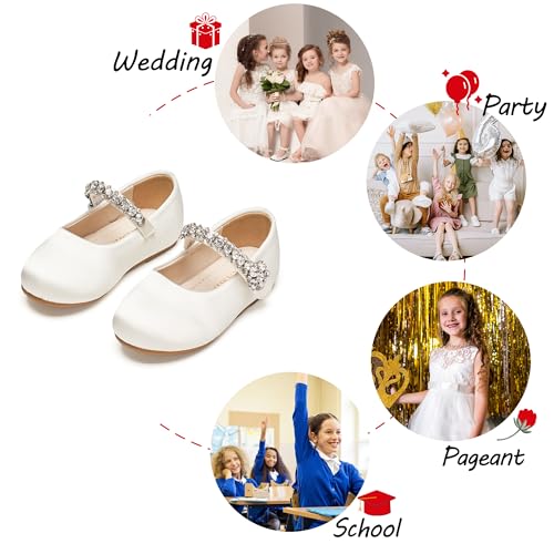 Image of PHIRAMIN Toddler Flower Girl Glitter Dress Shoes Little Girl Ballet Flats Bow Wedding Party