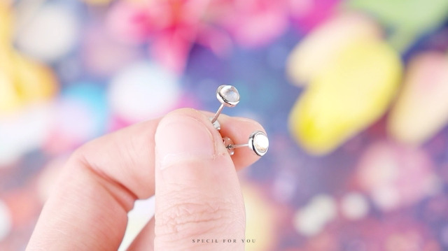 Cassieca Orecchini Argento Sterling 925 Pietre Luna Opale Zirconia Tondi Orecchini Piccoli Ipoallergenici per Donne e Ragazze