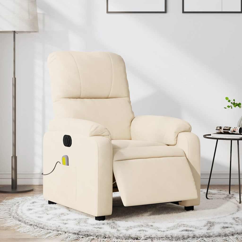 vidaXL Electric Massage Recliner Chair in beige, positioned in a living room setting.