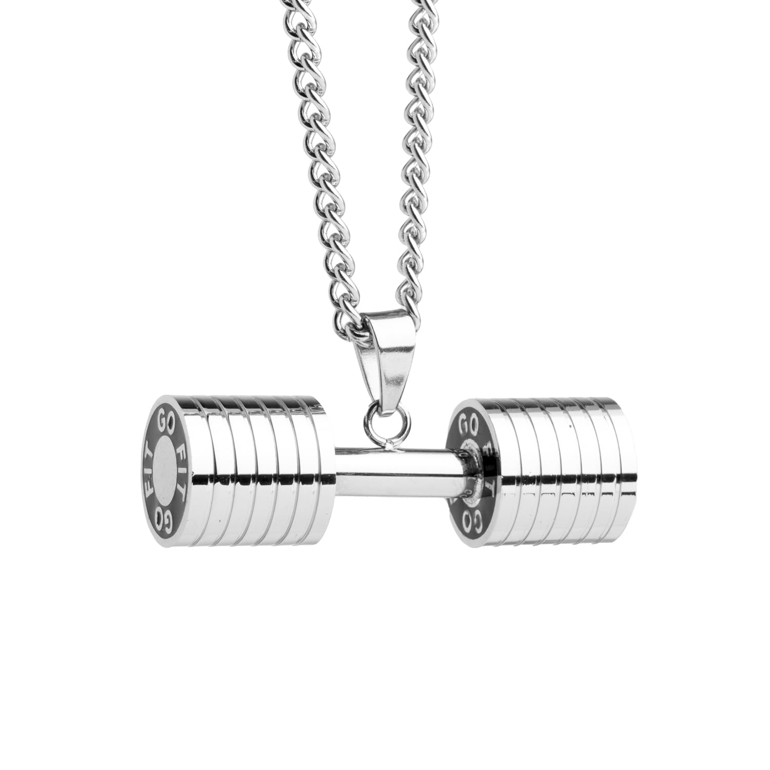 Regalo Hombre Colgante Mancuerna Acero Cadena Acero Inoxidable para Hombres