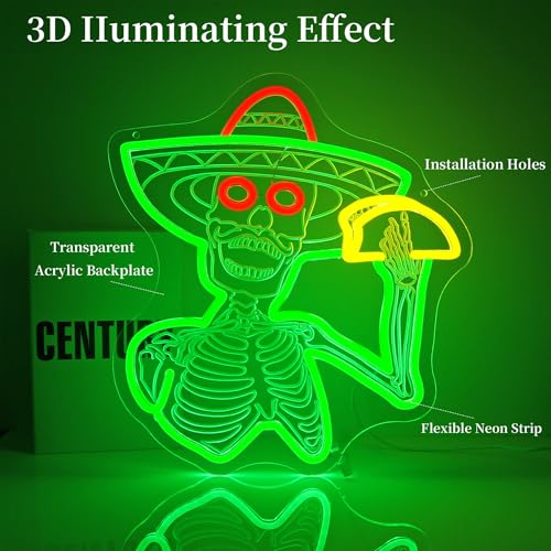 Image of Skull Neon Sign Led Sign Neon Signs for Wall Decor Neon Lights