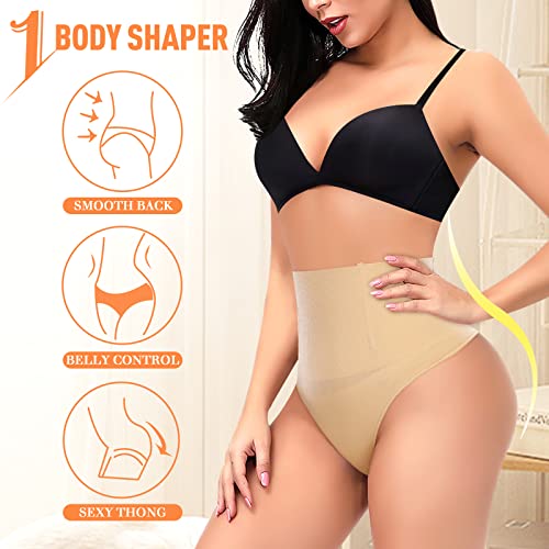 Image of Werena Tummy Control Thong Shapewear for Women High Waist Shaping Underwear Seamless Thongs Panties