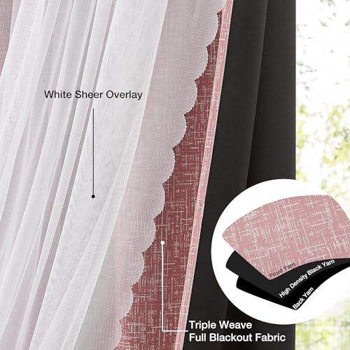 Image of Amzdecor Pink White Ombre Double Layer Full Blackout Window Curtains