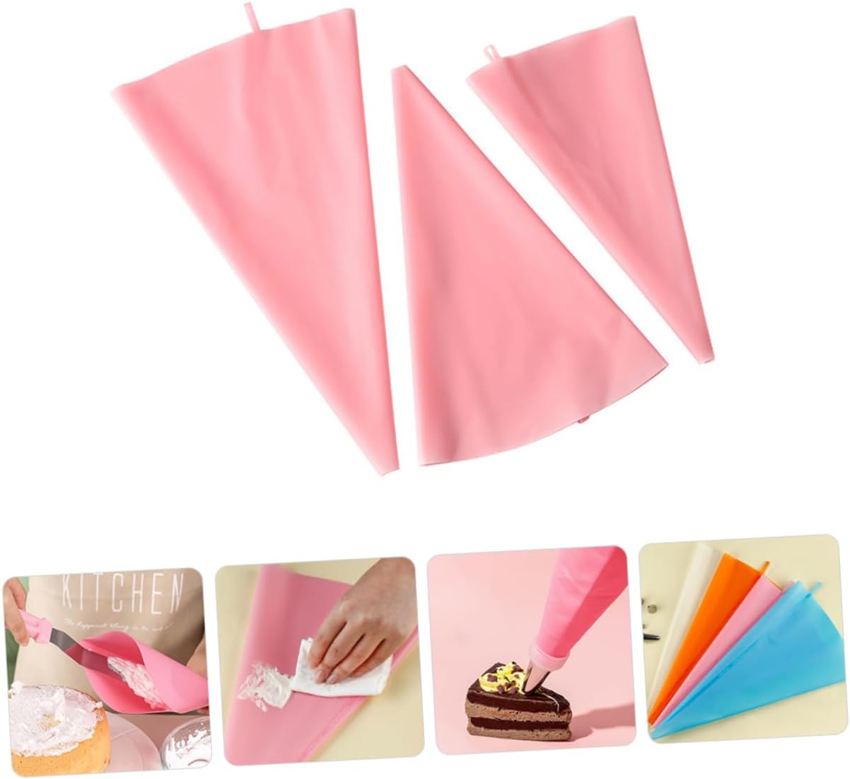 3pcs Silicone Piping Pastry Bag for Cake Cupcake Decorating Xmas Halloween