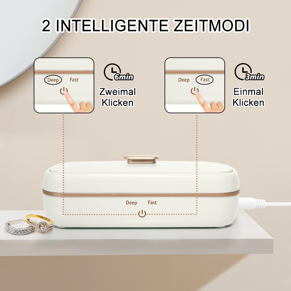 SOARFLY Ultraschallreinigungsgerät Brille 420 ml, Brillenreinigungsgerät 48 kHz mit 2 Zeitfunktionen, Ultraschallreiniger für Schmuck, Uhren, Ringe, Münzen und Zahnschiene