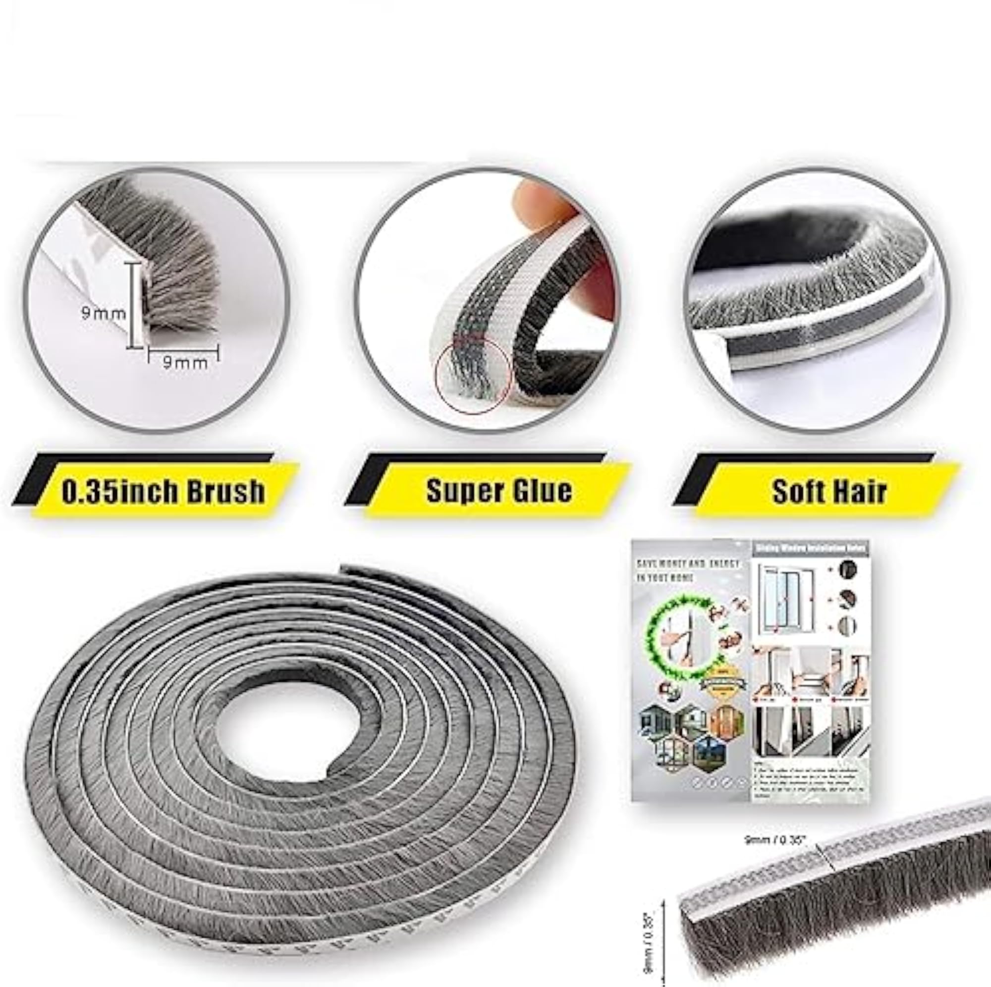 Weather Stripping Self Adhesive Brush Seal for Windows and Doors
